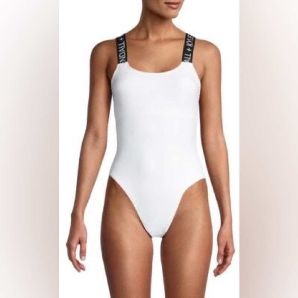 NWT KENDALL + KYLIE Logo Band One-Piece Swimsuit